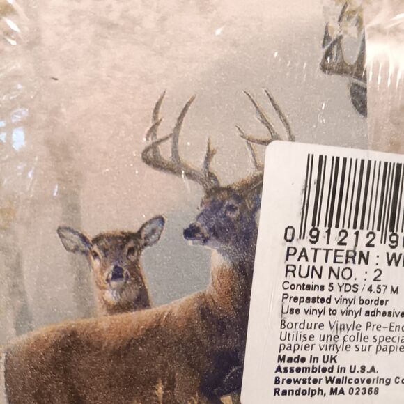 Home Trends Deer Buck Wallpaper Border-2006-Pre Pasted Vinyl-WM96270-5 Yd-NEW - Picture 6 of 8